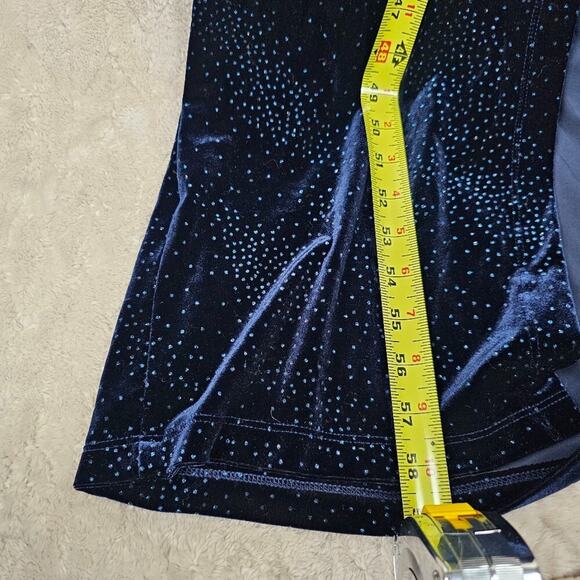 VTG 90s Be Smart Velvet Maxi Dress 12 USA Made Glitter Navy Prom Y2K Whimsigoth - Picture 9 of 9